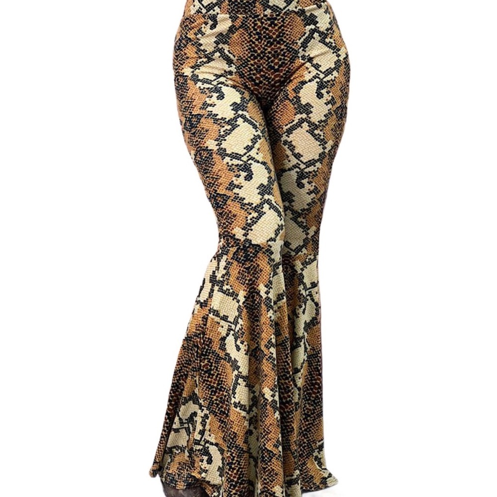 Snake skin printed bell bottoms